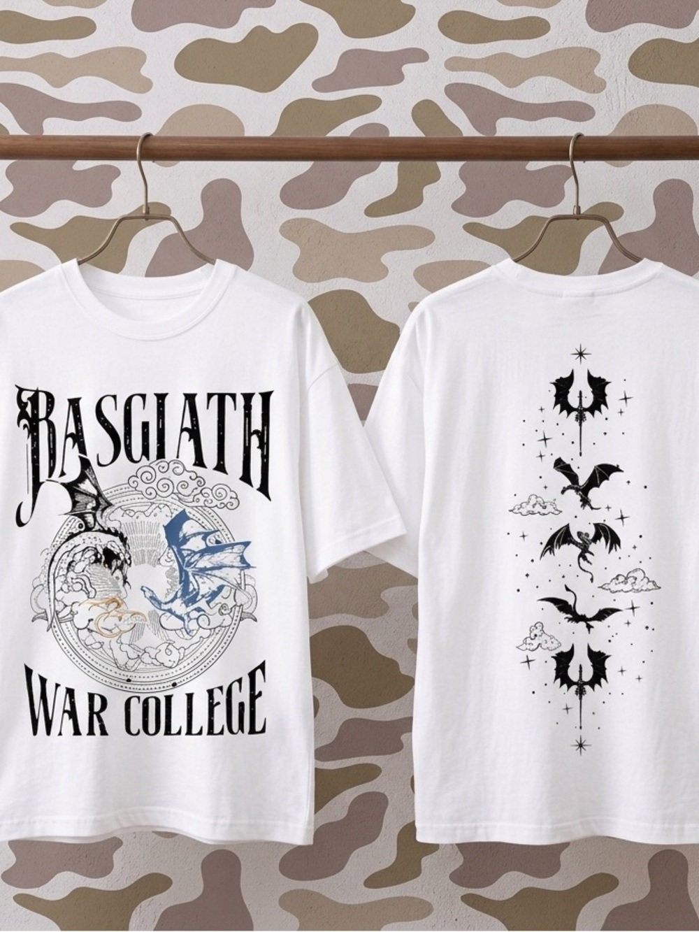 Basgiath War College Dragon Shirt, Fourth Wing Fantasy Graphic Tee - White Unise